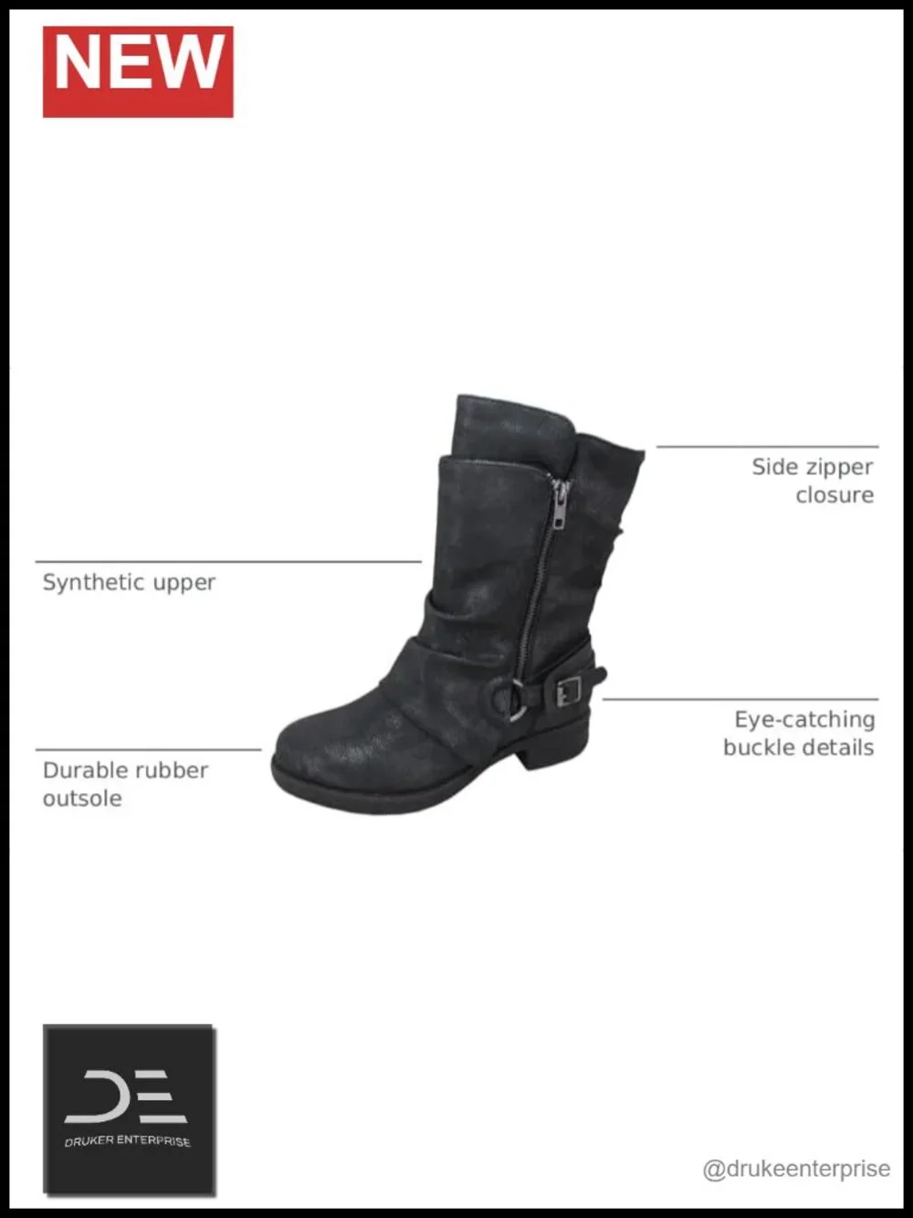 Jellypop Women's Mid-Calf Boot Synthetic Upper